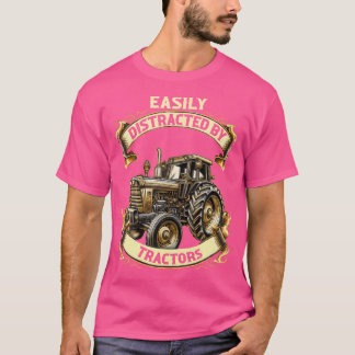T-shirt Cool Facilement Distrait Par Les Tracteurs Amuseme