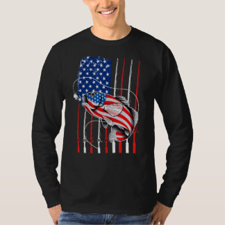 T-shirt Cool Fishing For Men American Flag USA Fish