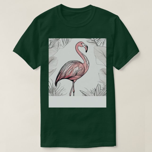 T-shirt Cool Flamant rose coloré Portrait Graphique (Design devant)