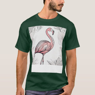 T-shirt Cool Flamant rose coloré Portrait Graphique