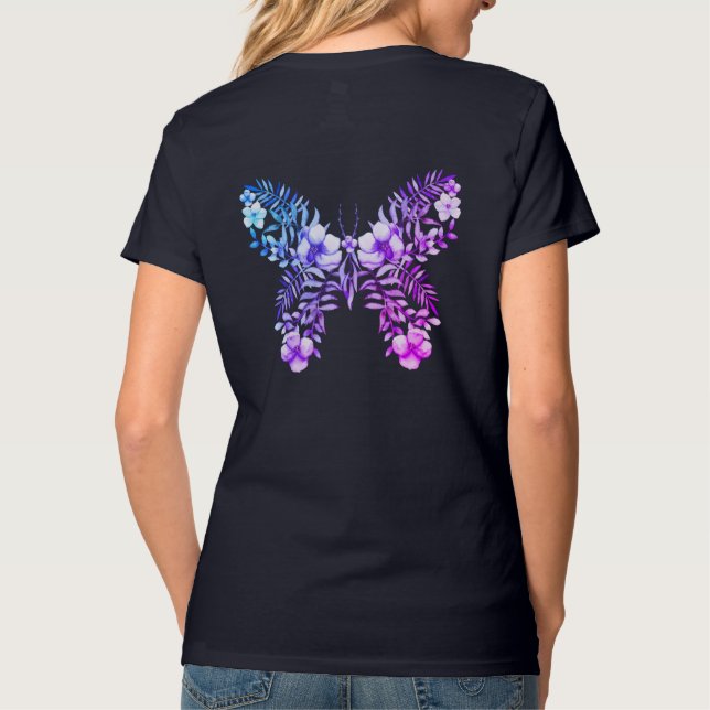 T-shirt Cool Floral Papillon Design Monogramme Chemise V-C (Dos)