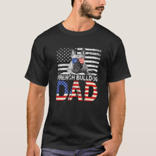 T-shirt Cool Français Bulldog Papa Américain Drapeau Patri