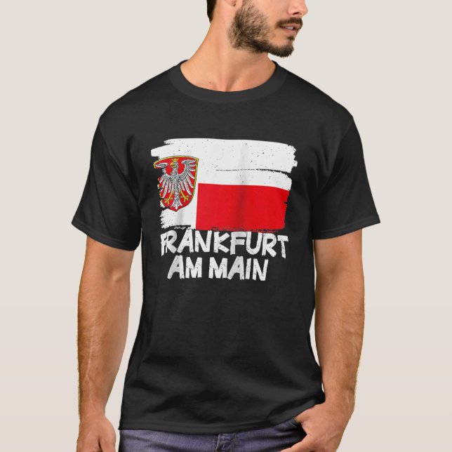 T-shirt Cool Frankfurt am Main Flag Raglan Baseball (Devant)
