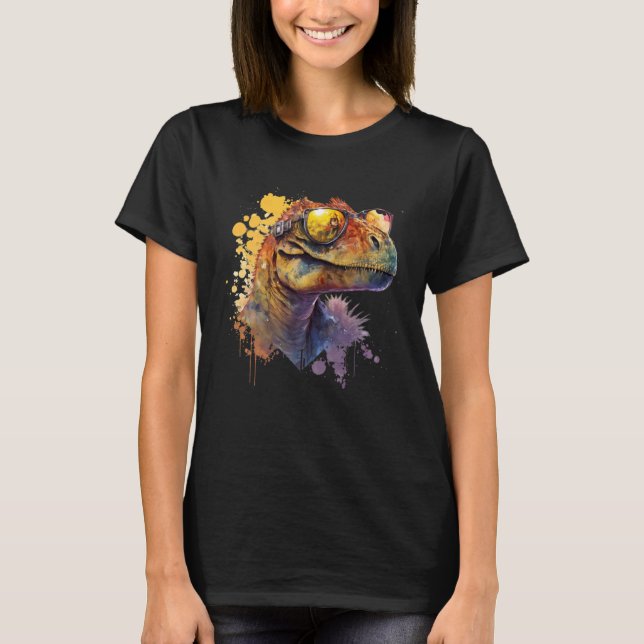 T-shirt Cool fun dinosaur raptor with sunglasses  5 (Devant)