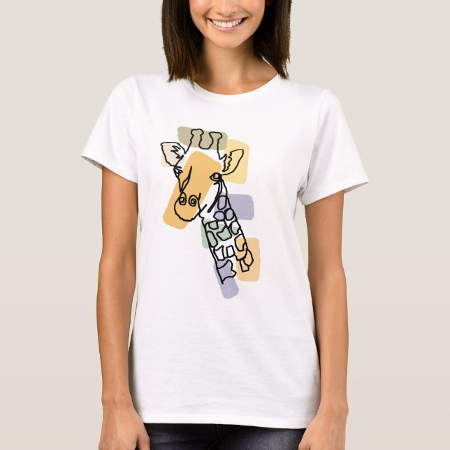 T-shirt Cool Fun Giraffe Abstrait Line Art (Devant)