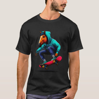 T-shirt Cool Funky Horse Skateboard Illustration Art