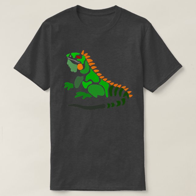 T-shirt Cool Funny Artsy Green Iguana Art Abstrait  (Design devant)