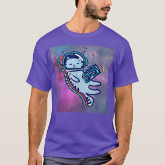 T-shirt Cool Funny Astronaut musique Cat illustration Grap