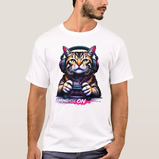 T-shirt Cool Gamer Cat (Devant)