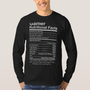 T-shirt Cool Gamer Données nutritionnelles Jeu vidéo Gamer