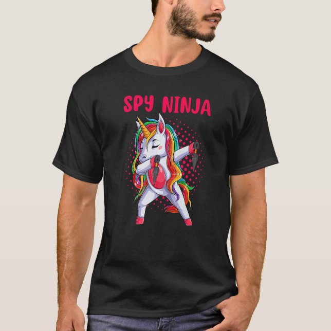 T-shirt Cool Gaming Spy Unicorn Ninja Gamer Boy Girl Kids  (Devant)
