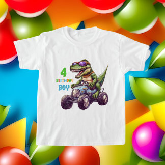 T-shirt cool garçons 4e anniversaire dinosaure préhistoriq