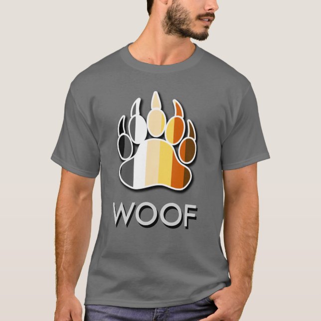 T-shirt Cool Gay Bear Pride Drapeau Oear Paw WOOF (Devant)