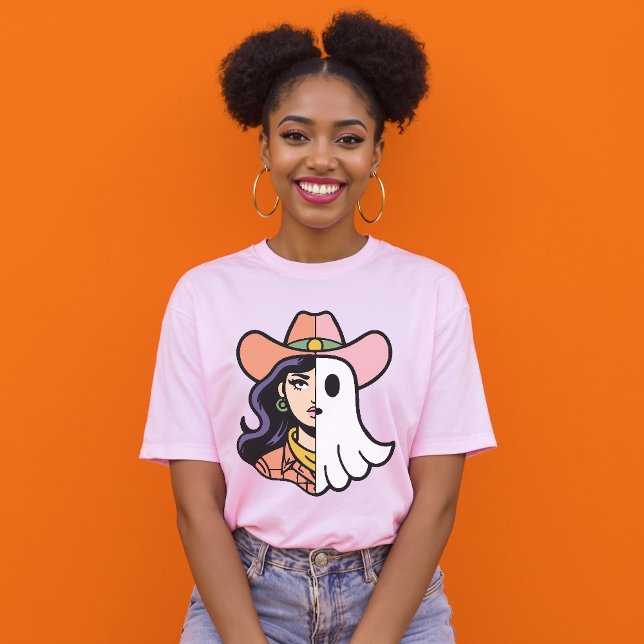 T-shirt Cool Ghoul Cowgirl Half Ghost Half Western (Cool Ghoul Cowgirl Half Ghost Half Western T-Shirt)