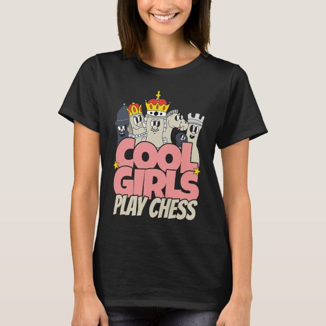 T-shirt Cool girls play chess   chess saying chess player (Devant)