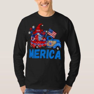 T-shirt Cool Gnome Patriotic Truck Drapeau Américain 4e De