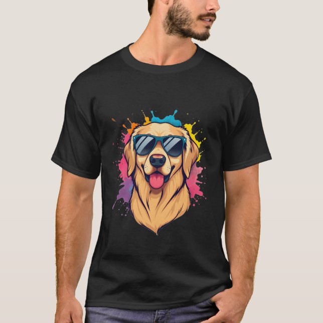 T-shirt Cool Golden Labrador Retriever Wearing Sunglasses (Devant)