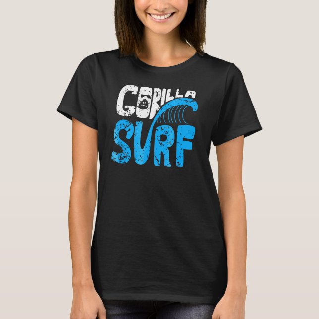 T-shirt Cool Gorilla Face Surf Gorilla Surf (Devant)