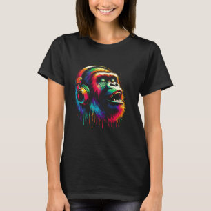 T-shirt Cool Gorilla Headphone Musique Art Noël Anniversai