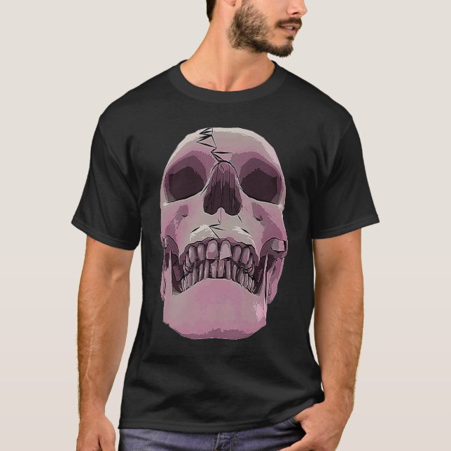 T-shirt Cool Graphic Skull  Death Skeleton Goth Halloween  (Devant)