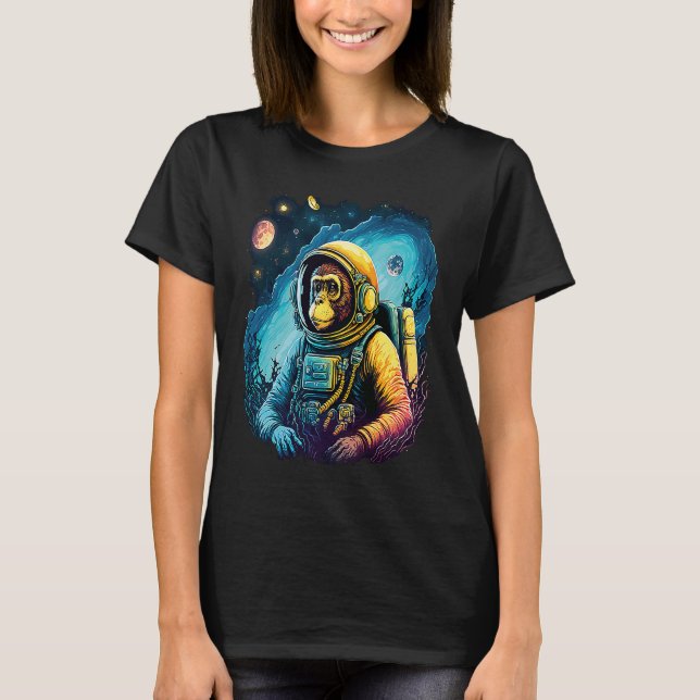 T-shirt Cool Graphic Space Chimp Monkey Astronaut Cosmonau (Devant)