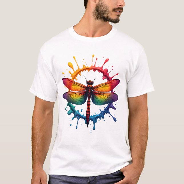 T-shirt Cool Graphic Tie Dye Sunglasses Dragonfly Illustra (Devant)