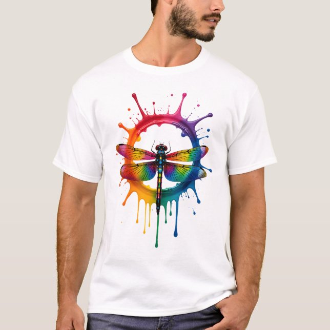 T-shirt Cool Graphic Tie Dye Sunglasses Dragonfly Illustra (Devant)