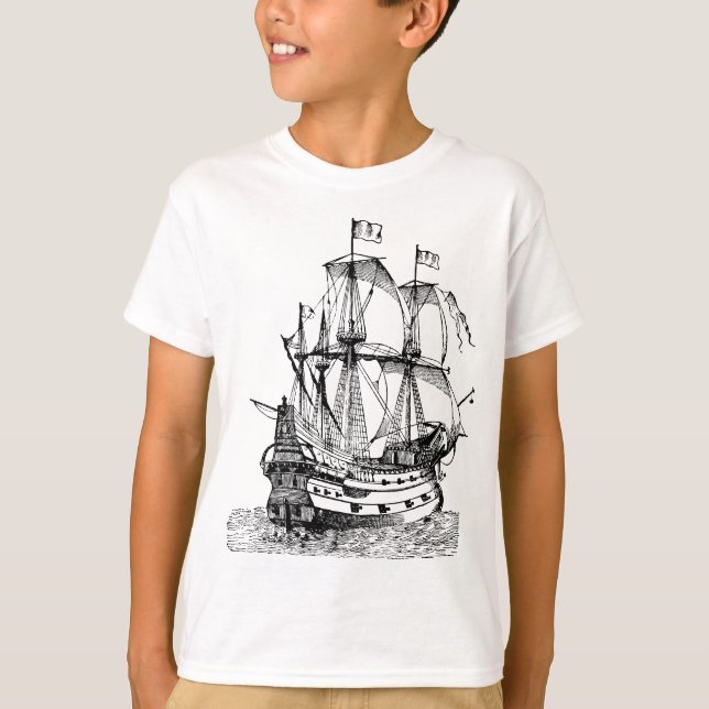 T-shirt Cool Graphic Vieux bateau pirate (Devant)