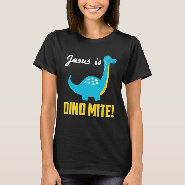 T-shirt Cool Graphisme Tee - shirts Jésus est Dino Mite (Devant)