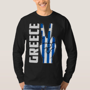 T-shirt Cool Grèce Drapeau Victoire Deux Doigts Patriotiqu