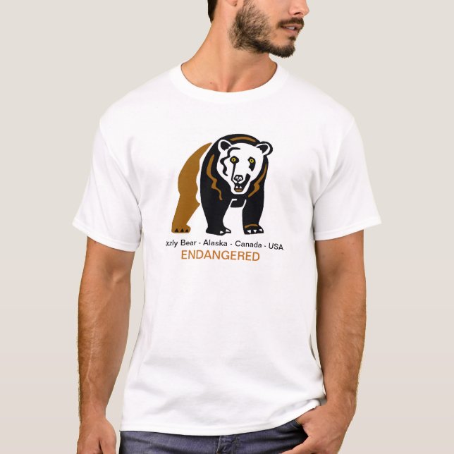 T-shirt Cool GRIZZLY BEAR - Graphique animal en danger - (Devant)