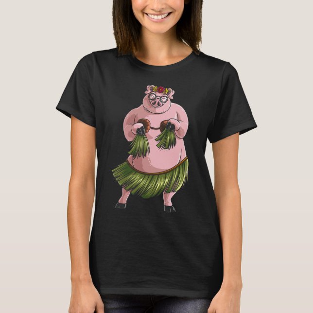 T-shirt Cool Hawaiian Luau Pig Funny Boar Lover Hula Danci (Devant)