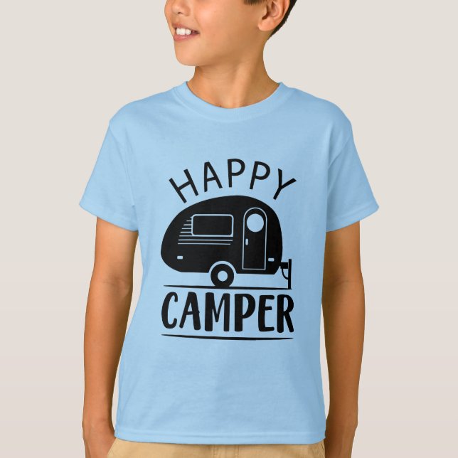 T-shirt cool heureux camper mot art garçons (Devant)