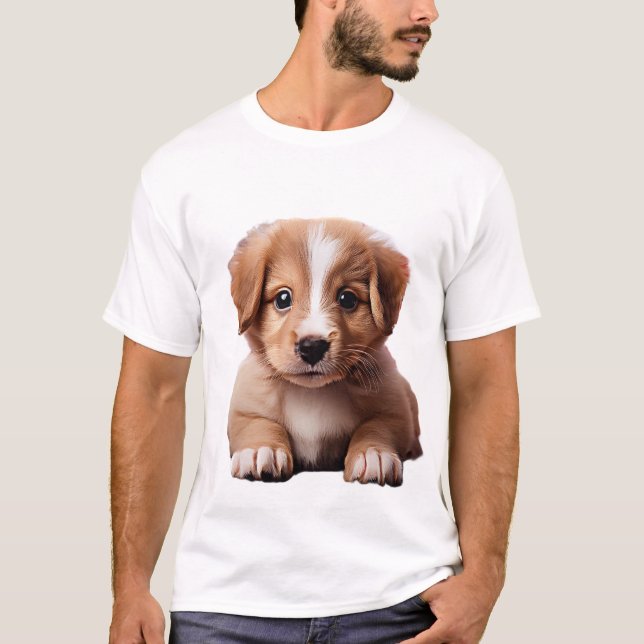 T-shirt Cool, Hip, Chiot Fluffy tendance (Devant)