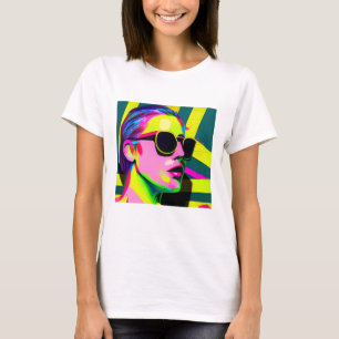 T-shirt Cool Hipster Lady en Lunettes de soleil Art modern