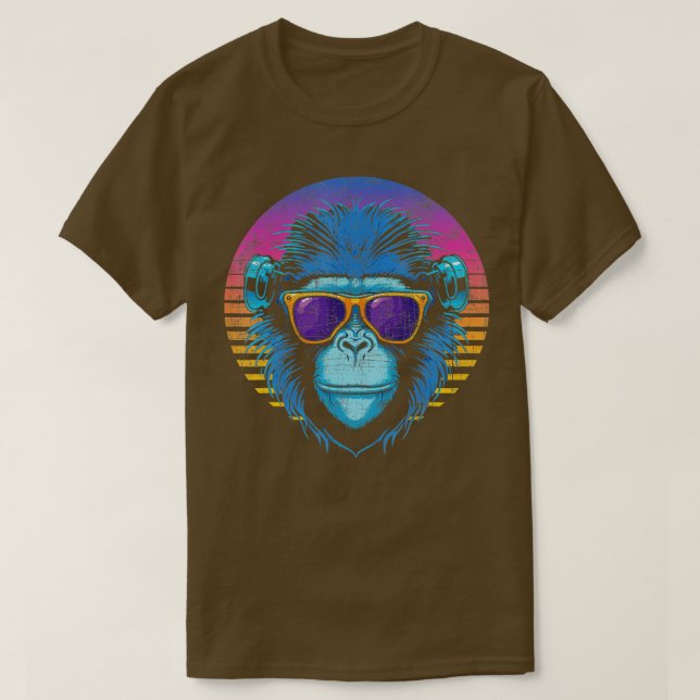 T-shirt Cool Hipster Monkey Primate Jungle Safari Zoo Anim (Design devant)