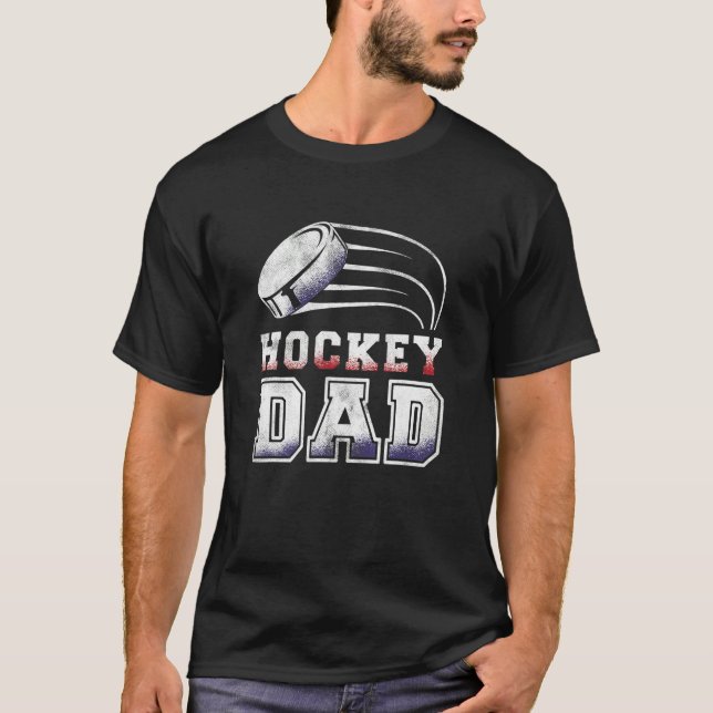 T-shirt Cool Hockey Dad Hockey American Flag (Devant)
