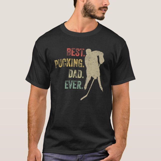 T-shirt Cool Hockey Papa Cadeau Drôle Meilleur Pucking Pap (Devant)