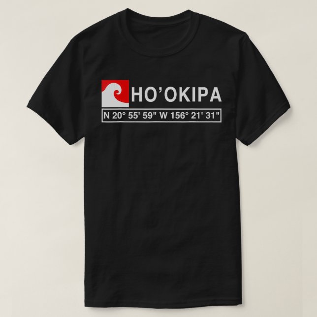 T-SHIRT COOL HOOKIPA SURF T AVEC COORDONNÉES GPS (Design devant)