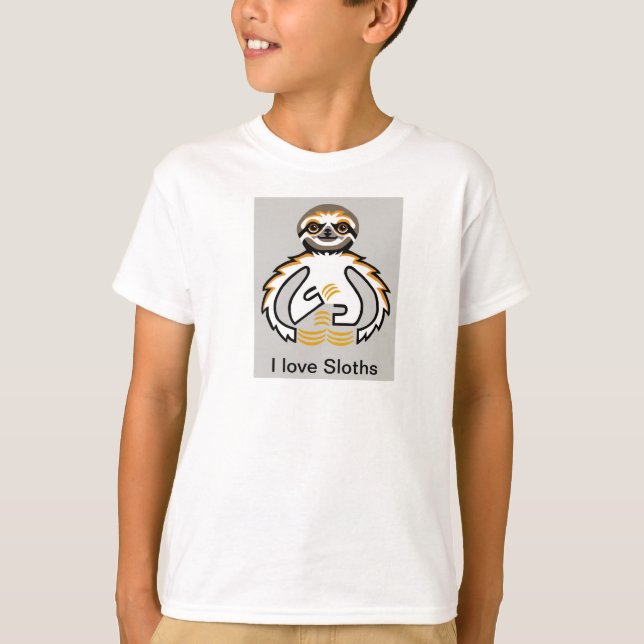 T-shirt Cool I love SLOTHS - Animal graphic -Wildlife (Devant)