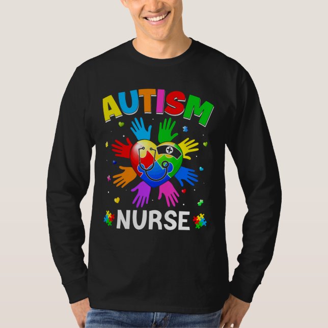 T-shirt Cool Infirmière Sensibilisation sur l'autisme Coeu (Devant)