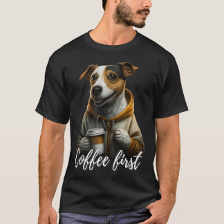 T-shirt Cool Jack Russel Terrier avec café et dire