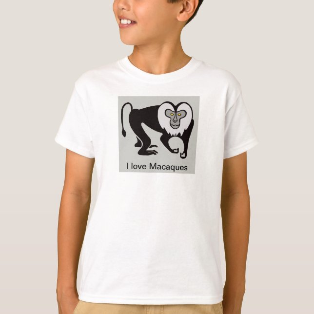 T-shirt Cool J'aime MACAQUES - Danger animal graphique (Devant)
