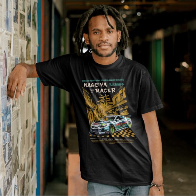 T-shirt Cool japonais coureur Graphisme pour amateur de vo (Cool car racer. Japanese car racing. Modern retro graphic artwork on black tshirts for men. Teen)