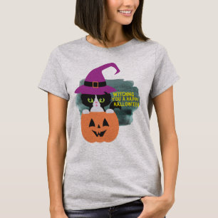 T-shirt Cool Jouer sur les mots Halloween Witch Chat noir