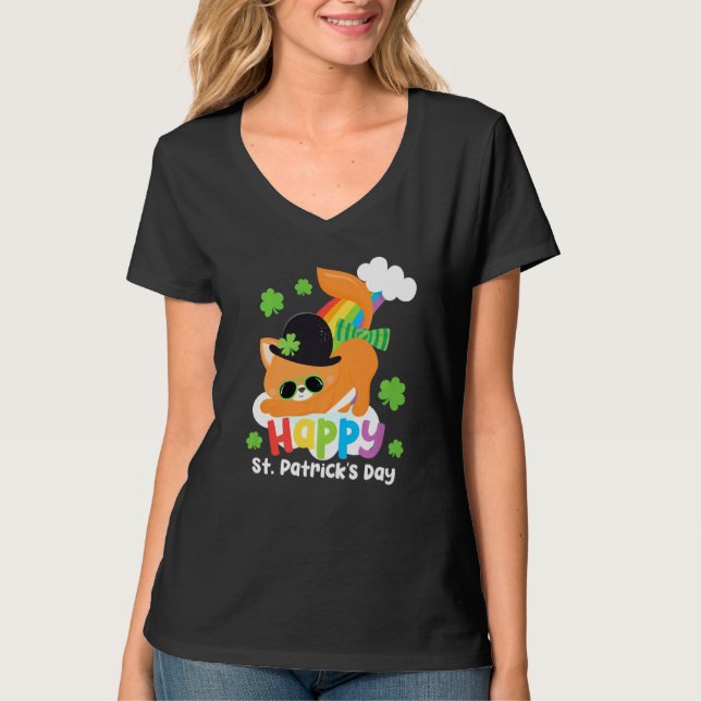 T-shirt Cool Jour de la Saint Patrick Cat Rainbow Lucky Sh (Devant)