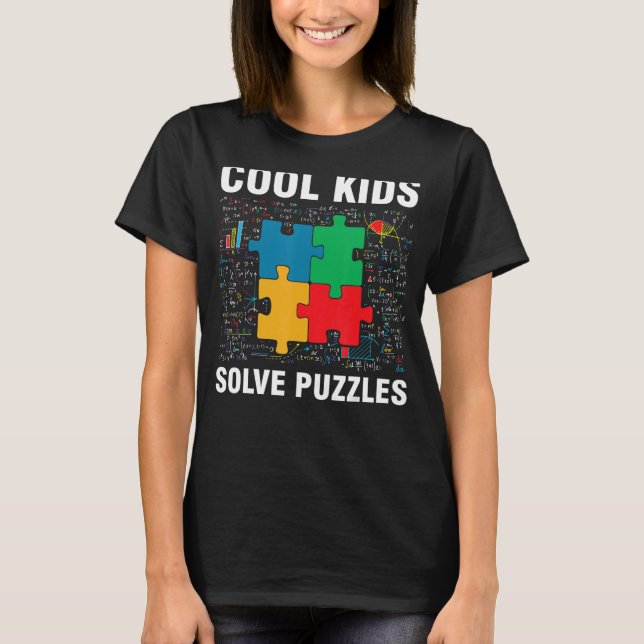 T-shirt Cool Kids Solve Puzzles Jigsaw Puzzles Math (Devant)