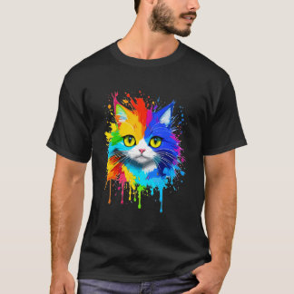 T-shirt Cool Kitten mignon Colorful Chat Splash Amoureux d