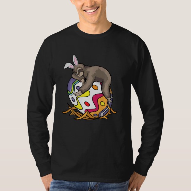 T-shirt Cool Lazy Sloth Bunny Sur Easter Sunday Egg Drôle (Devant)