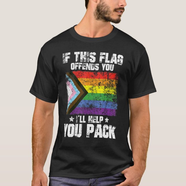 T-shirt Cool LGBTQ Pride If This Flag Offends You I'll Hel (Devant)